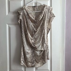 Silk Hugo Boss snake ivory cream real natural  silk sleeveless blouse top 10 M-L
